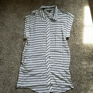 Black and white collared button down striped dress